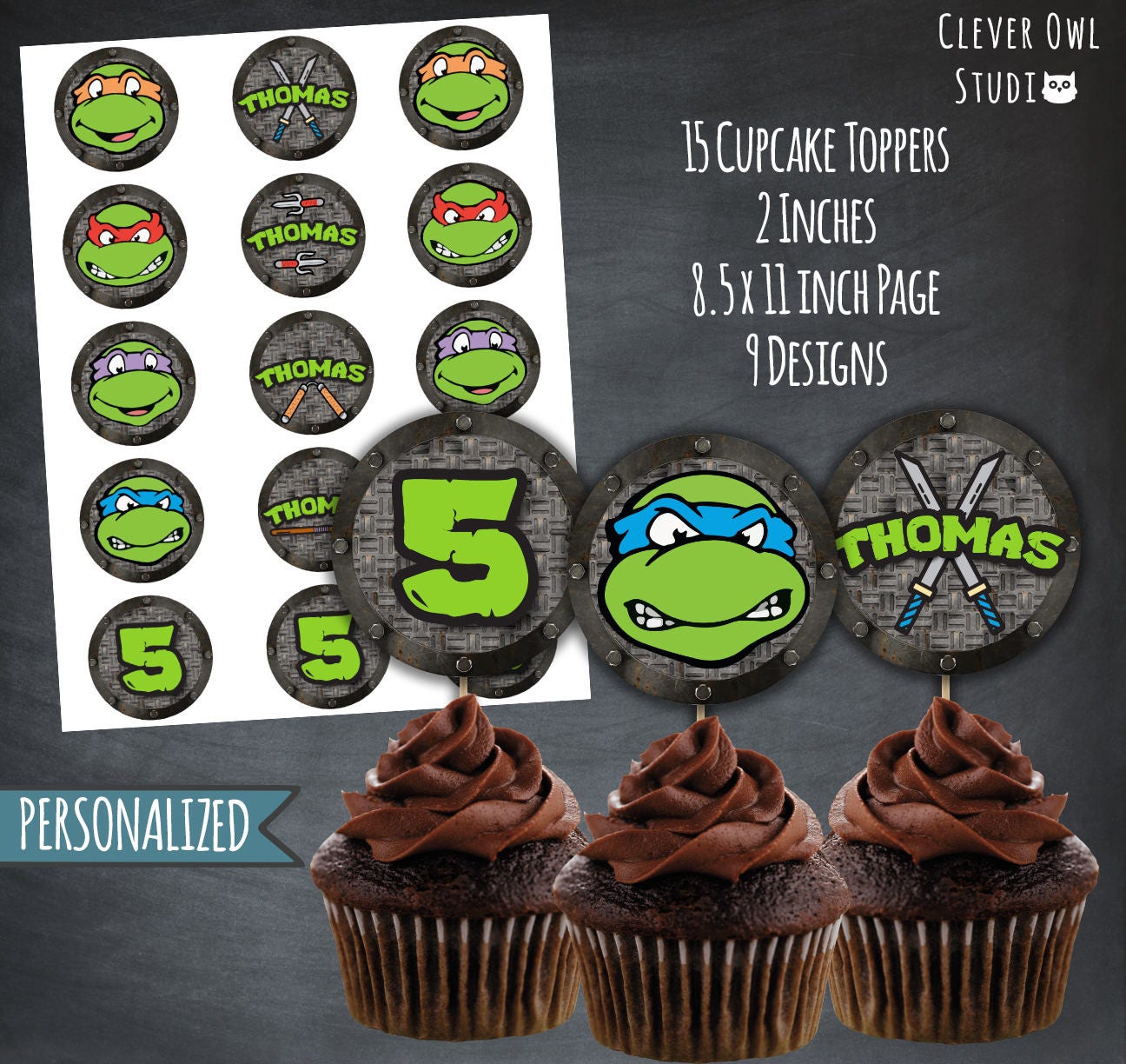 TMNT Cupcake Toppers TMNT Tags Tmnt Party Tmnt Favors Etsy Hong Kong