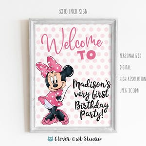 Minnie Mouse Birthday Sign, Minnie Bows Sign, Minnie Mouse Party Sign, Minnie Theme, Minnie Mouse Decor, Printables, Personalized, Digital