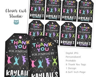 Jumping Birthday Party Thank You Tags (Digital)