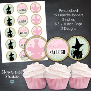 Wicked Cupcake Toppers, Wicked Tags, Wicked Movie Party, Wicked Witches, Wicked Favors, Wicked Thank You Tags, Personalized, Digital, DIY