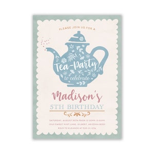 Tea Party Birthday Invitation, Tea Invitation, Tea Birthday Invitation, Tea Party Invites, Part-Tea Invites, Invitation, Personalized