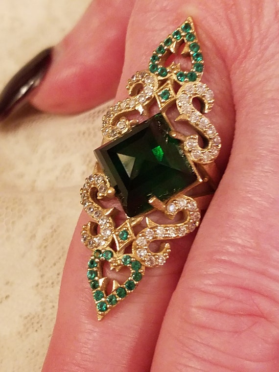 Vintage Emerald Quartz & White Topaz Emerald Cut … - image 2
