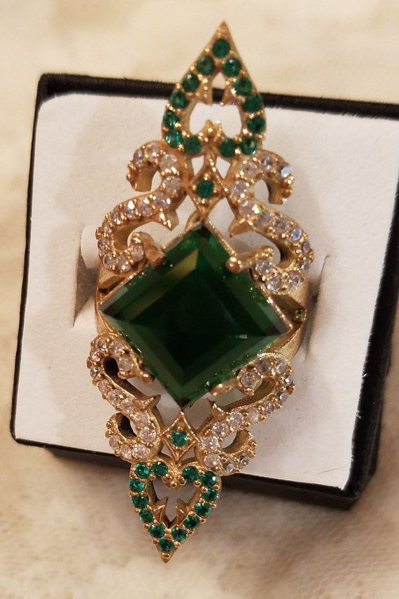 Vintage Emerald Quartz & White Topaz Emerald Cut … - image 3