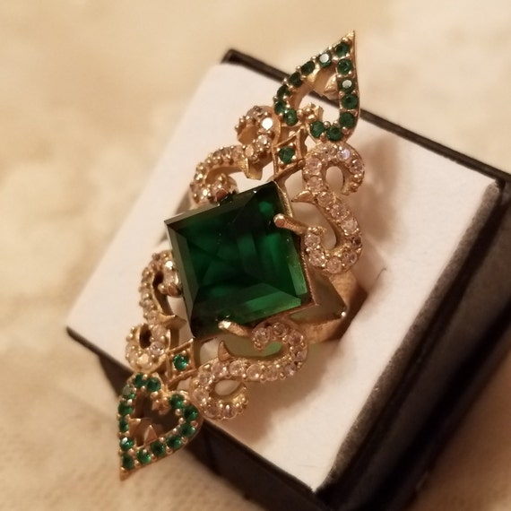 Vintage Emerald Quartz & White Topaz Emerald Cut … - image 6