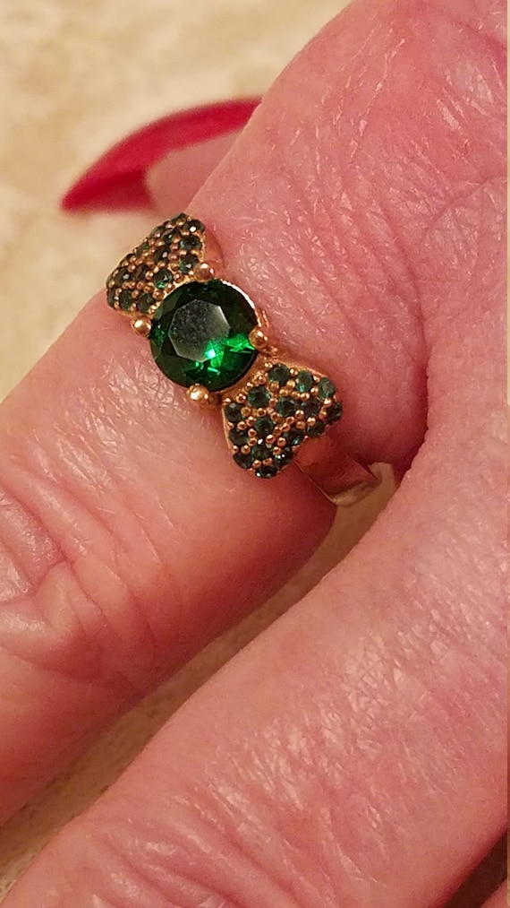 Vintage Engagement Emerald Quartz Gemstone "Hearts