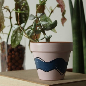 Hand painted terracotta plant pot for houseplants | Customisable pot with drainage and saucers to match | Great plant gift idea
