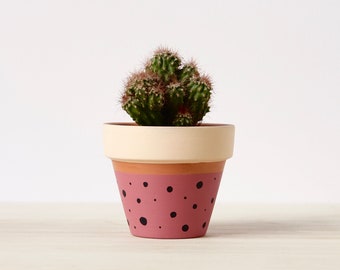 Hand painted terracotta plant pot for houseplants | Customisable pot with drainage and saucers to match | Great plant gift idea