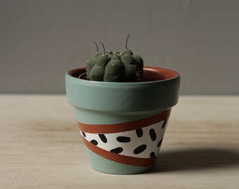 Hand painted terracotta plant pot for houseplants | Customisable pot with drainage and saucers to match | Great plant gift idea