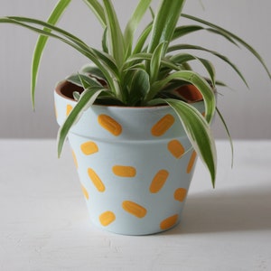 Hand painted terracotta plant pot for houseplants | Customisable pot with drainage and saucers to match | Great plant gift idea