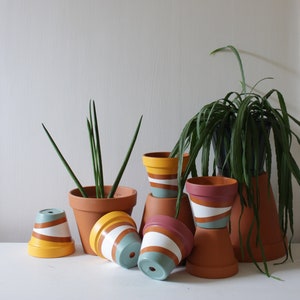 Hand painted terracotta plant pot for houseplants | Customisable pot with drainage and saucers to match | Great plant gift idea