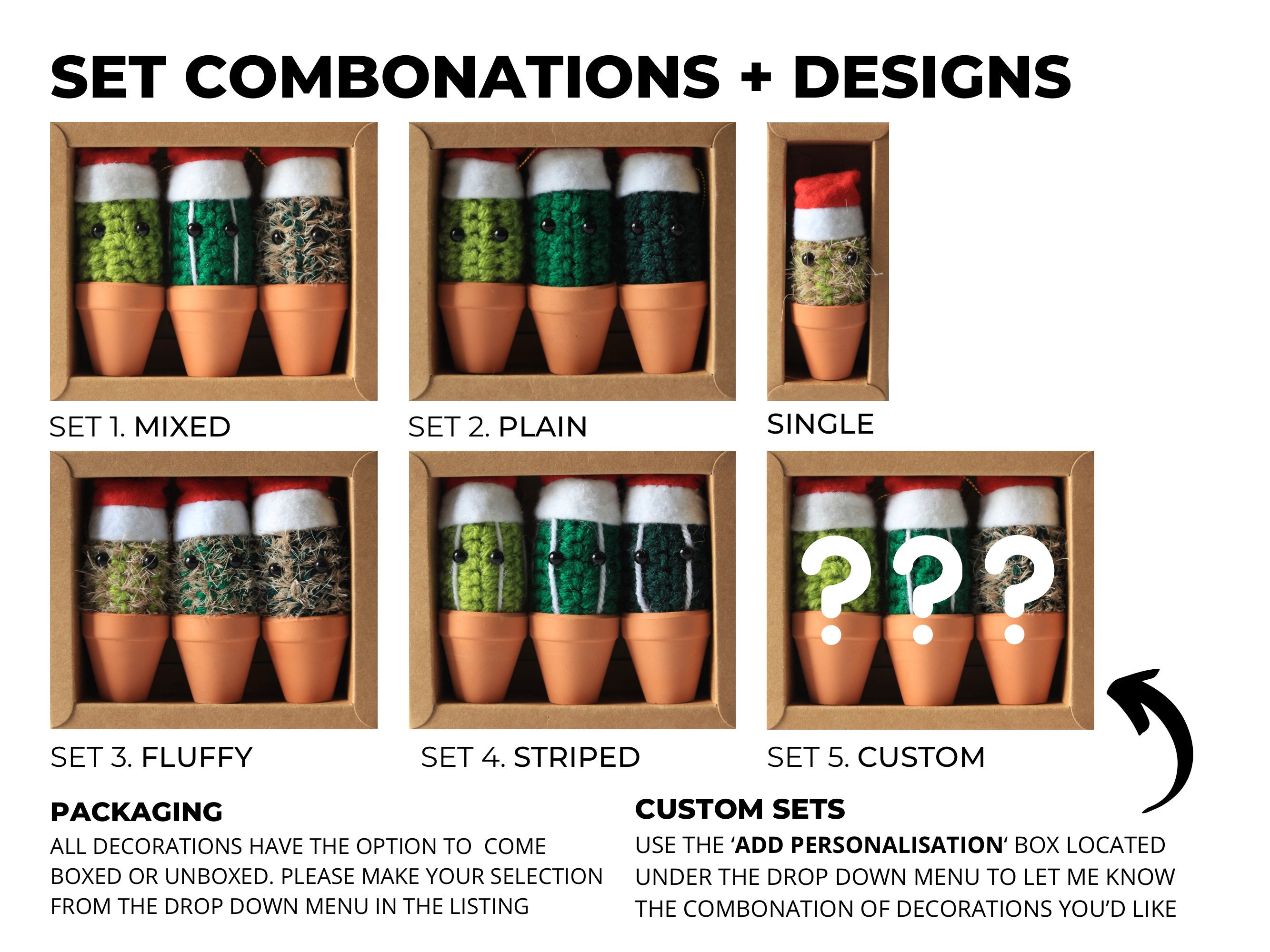 Crochet Cactus Christmas Tree Decorations Hanging Xmas Decor - Etsy UK