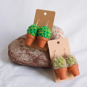 Crochet Cactus Earrings: Handmade crochet jewellery