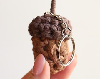 Crochet Acorn Keychain | Adorable amigurumi acorn Key chain