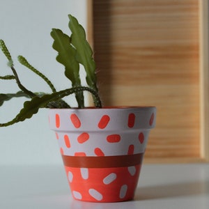 Hand painted terracotta plant pot for houseplants | Customisable pot with drainage and saucers to match | Great plant gift idea
