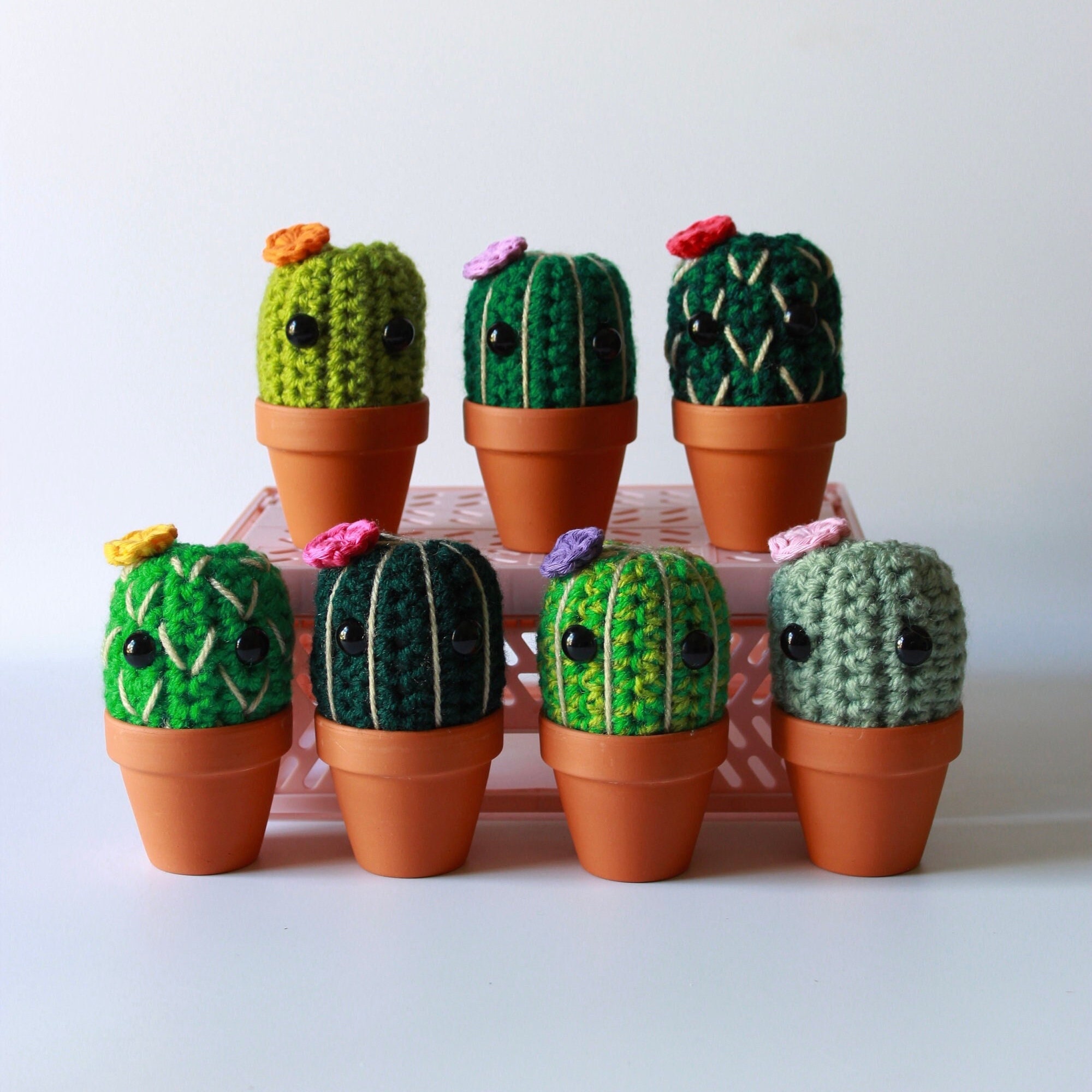 XSMALL Crochet Cactus in 5.5cm Terracotta Plant Pot, Perfect