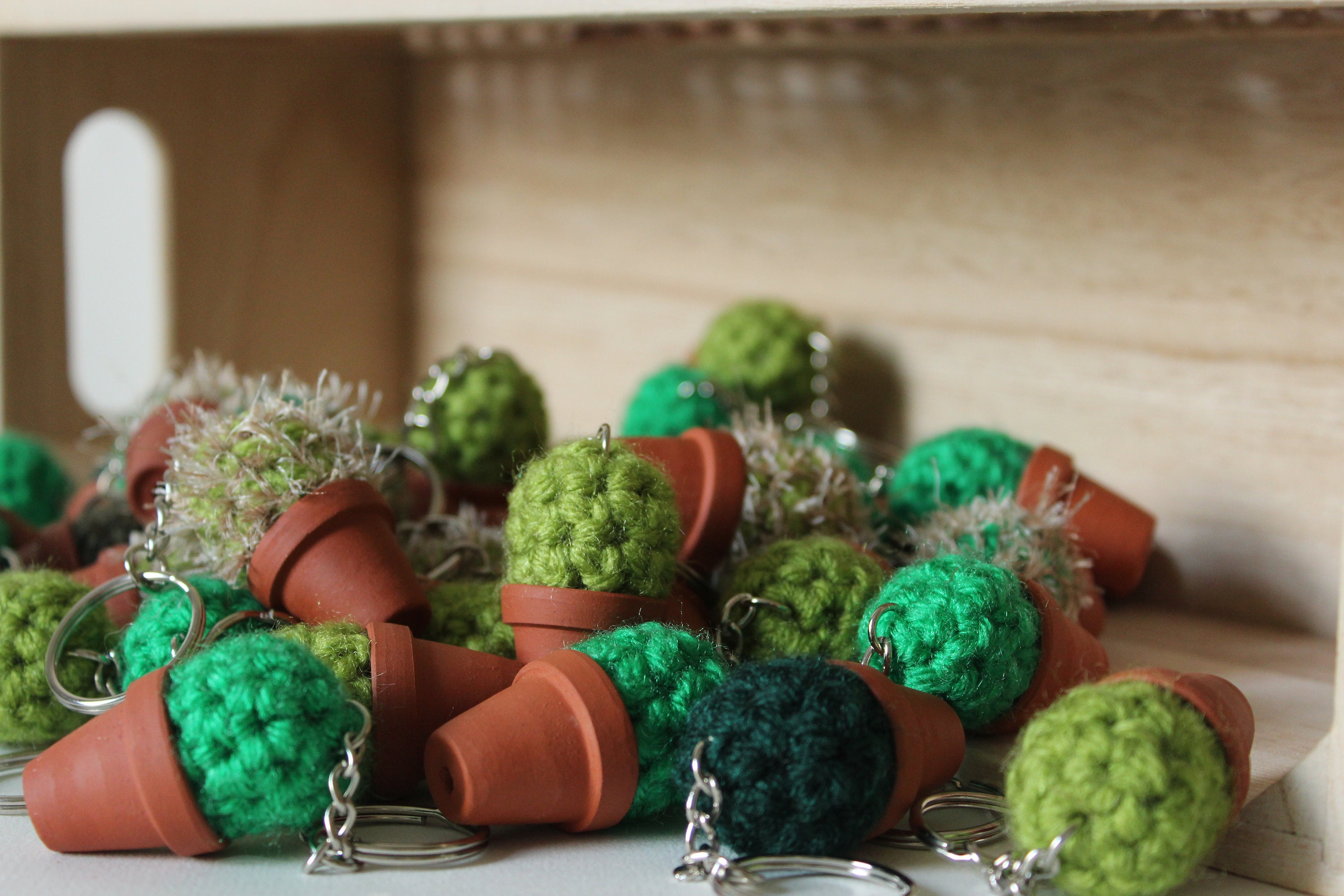 かぎ針編みのサボテンキーホルダー：手作り植物キーホルダー - Etsy 日本