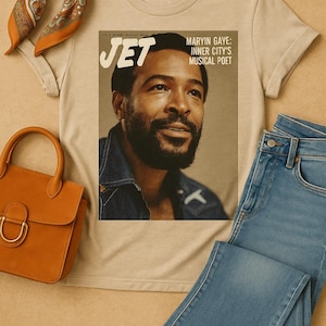 MARVIN Jet Mag Retro T-shirt | T-shirt jaren 70 | Voor de cultuur | Zwarte mode | Zwarte KING | Zwart Love-T-shirt | Soulmuziek | Jaren 70