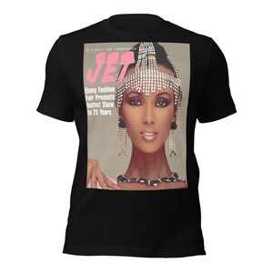 IMAN Vintage JET Magazine Ebony Fashion Fair T-Shirt | Black Fashion History | Retro Magazine Cover Tee | Unisex Cotton Shirt