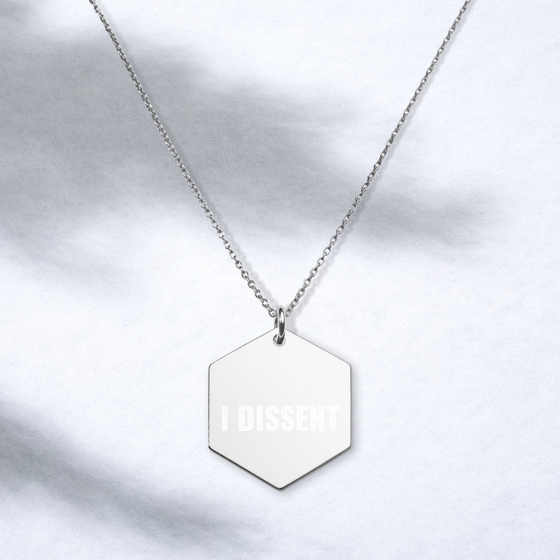 Notorious RBG Necklace Ruth Bader Ginsburg Hexagon I Dissent Engraved Silver Hexagon Necklace Jewelry Supreme Court Justice