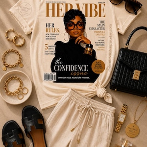 HER VIBE Confidence Issue Tee | Black Girl Confidence Shirt | Main Character Energy Tee | Soft Girl Era Graphic Tee |Black Woman Empowerment