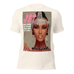 IMAN Vintage JET Magazine Ebony Fashion Fair T-Shirt | Black Fashion History | Retro Magazine Cover Tee | Unisex Cotton Shirt