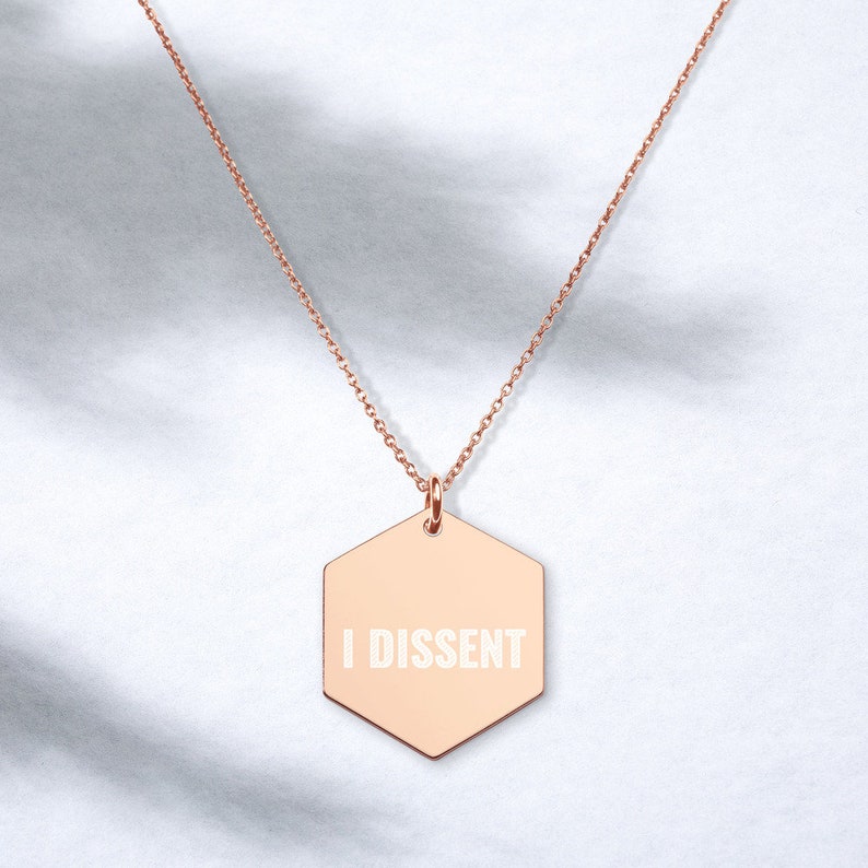 Notorious RBG Necklace Ruth Bader Ginsburg Hexagon I Dissent Engraved Silver Hexagon Necklace Jewelry Supreme Court Justice