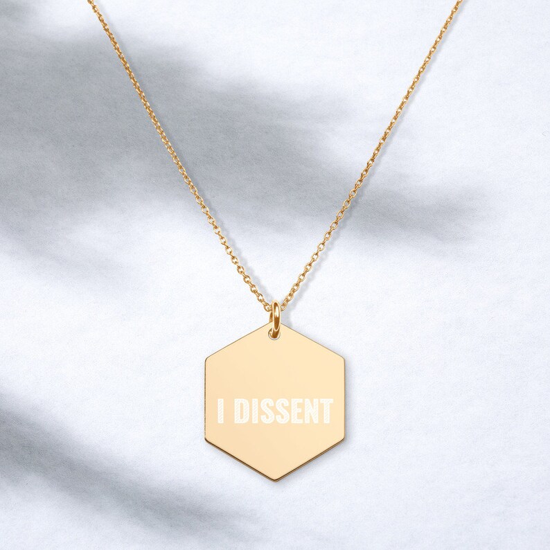 Notorious RBG Necklace Ruth Bader Ginsburg Hexagon I Dissent Engraved Silver Hexagon Necklace Jewelry Supreme Court Justice