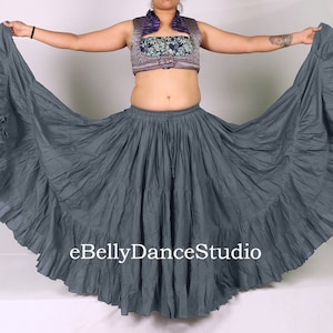 Cotton 25 Yard Skirt/Gypsy Skirt/Tribal Skirt/Belly Dance Skirt/4 Tiered/Long/Flamenco/Festival Skirt/Bohemian/Renaissance/Cospaly/Larp/ATS