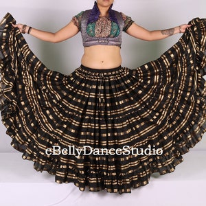 Golden Stripe Cotton 25 Yard Skirt/ATS Skirt/Gypsy Skirt/Tribal Skirt/Belly Dance Skirt/4 Tiered/Flamenco/Bohemian/Renaissance/Festival/FCBD