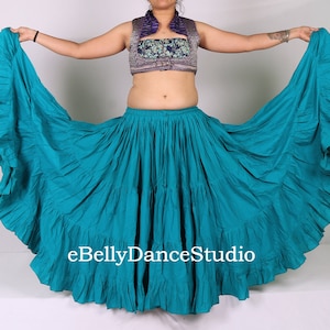 Cotton 25 Yard Skirt/Gypsy Skirt/Tribal Skirt/Belly Dance Skirt/4 Tiered/Long/Flamenco/Festival Skirt/Bohemian/Renaissance/Cospaly/Gothic