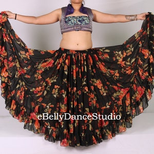 Floral Skirt/25 Yard Skirt/Gypsy Skirt/Flamenco Skirt/Belly Dance Skirt/Tribal Skirt//Floral Skirt/Bohemian/Festival/4 Tiered/Renaissance
