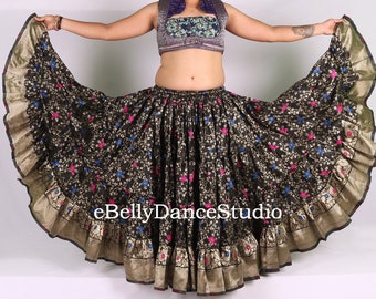 25 Yard Sari Skirt, Baby Pink Silken Skirt, Belly Dance