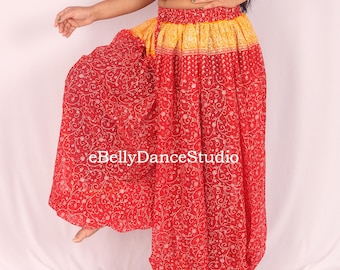 Red Maharani 4 Yard Pantaloon,Tribal Fusion Pantaloon,Belly Dance Pantaloons Harem,Renaissance