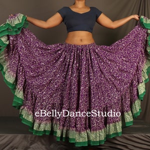 Falda de mujer/Falda Maharani/Falda de 25 yardas/Falda gitana ATS/Falda de danza del vientre/Falda tribal/Falda de festival/Renacimiento/4 niveles/Saia Cigana/Largo Bluish Purple