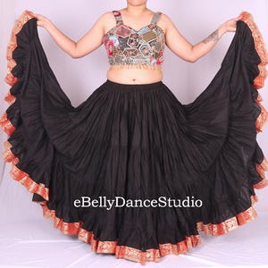25 Yard Skirt/Sari Trim Skirt/Padma Skirt/ATS Skirt/Gypsy Skirt/Tribal Skirt/Belly Dance Skirt/Tiered/Cotton Skirt/Renaissance/Festival/FCBD
