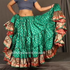Padma Skirt/25 Yard Skirt/ATS Skirt/Gypsy Skirt/Tribal Skirt/Belly Dance Skirt/Festival Skirt/4 Tiered/Renaissance/Tirbal Fusion/FCBD/Gothic