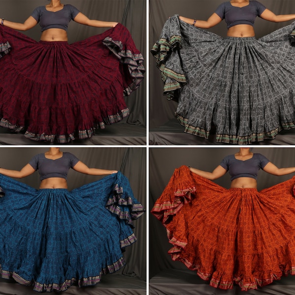 Women Cotton Skirt/Padma Skirt/35 Yard Skirt/Gypsy Skirt/TribalSkirt/Belly Dance Skirt/Renaissance Fair/Festival/4 Tiered/Bohemian/Steampunk