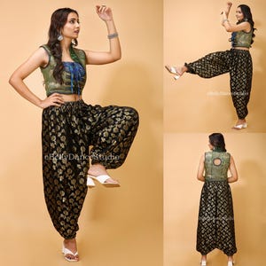 Brocade Silk Harem Pant/Tribal Belly Dance Harem/Performance wear/Belly Dance Pantaloons/Boho/Fairy/Aladdin Harem/Larp/Cosplay/Halloween/ATS