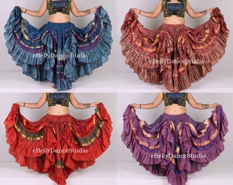 25 Yard Skirt/Gypsy Skirt/Belly Dance Skirt/Tribal Fusion/Flamenco/Frilled/4 Tiered/Ruffle/Bohemian/Renaissance Costume/Larp/Fairy/Cosplay