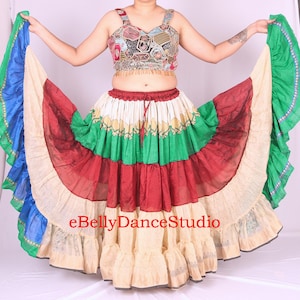 25 Yard Skirt/ATS Skirt/Gypsy Skirt/Tribal Skirt/Belly Dance Skirt/4 Tiered/Bohemian/Renaissance/Festival Skirt/Pirate/Gothic/Steampunk/FCBD
