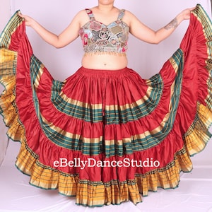 25 Yard Skirt/Padma Skirt/Sari Skirt/Gypsy Skirt/Tribal Skirt/Belly Dance Skirt/ATS Skirt/Bohemian/Renaissance/4 Tiered/Festival Skirt/FCBD
