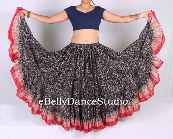 Black - Maharani 25 Yard Skirt,gypsy,tribal Bellydance Skirt