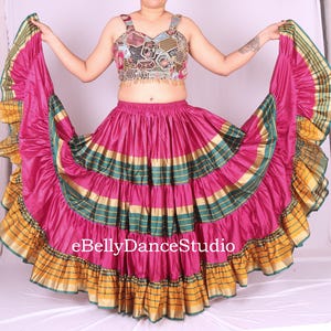 25 Yard Skirt/Padma Skirt/Sari Skirt/ATS Skirt/Gypsy Skirt/Tribal Skirt/Belly Dance Skirt/Bohemian/Renaissance/4 Tiered/Festival Skirt/FCBD