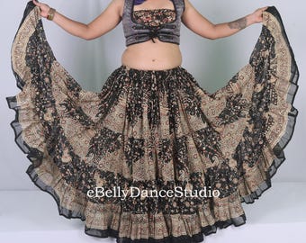 Maharani Skirt/25 Yard Skirt/Gypsy Skirt/Tribal Skirt/ Belly Dance Skirt/Tribal Fusion/ATS Skirt/4 Tiered/Festival Skirt/Renaissance/FCBD