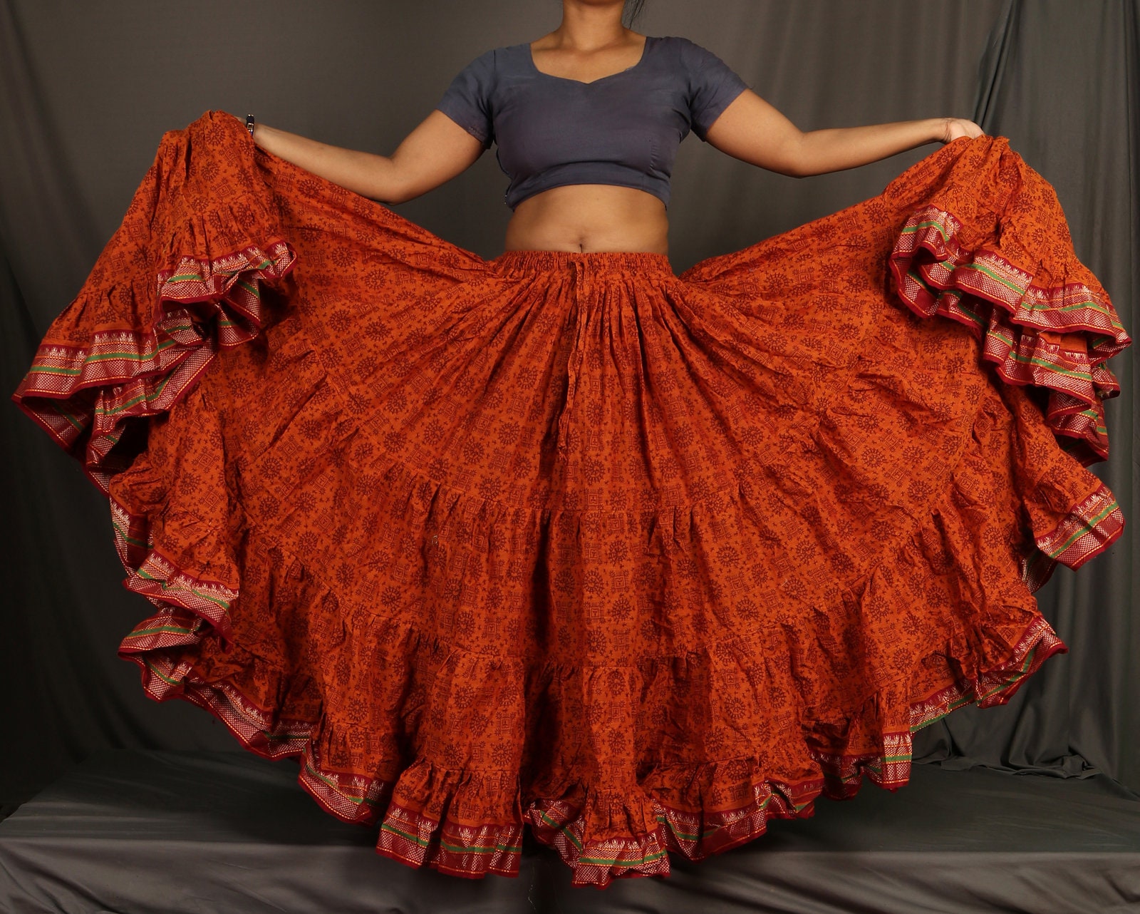 Cotton 32 Yard Skirt / Padma Skirt / Tribal Belly Dance 32 Etsy