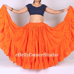 Women Skirt/25 Yard Skirt/ATS Gypsy Skirt/Tribal Skirt/Belly Dance Skirt/Tiered/Long/Flamenco/Hippie Boho/Renaissance/Festival/Cotton Skirt Orange