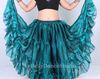25 Yard Sari Skirt, Baby Pink Silken Skirt, Belly Dance