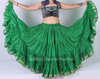 Grey Belly Dance Skirt, 25 Yard, Silk Blend, Saree Trim“boho Skirt