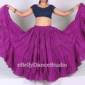 Women Skirt/25 Yard Skirt/ATS Gypsy Skirt/Tribal Skirt/Belly Dance Skirt/Tiered/Long/Flamenco/Hippie Boho/Renaissance/Festival/Cotton Skirt Purple