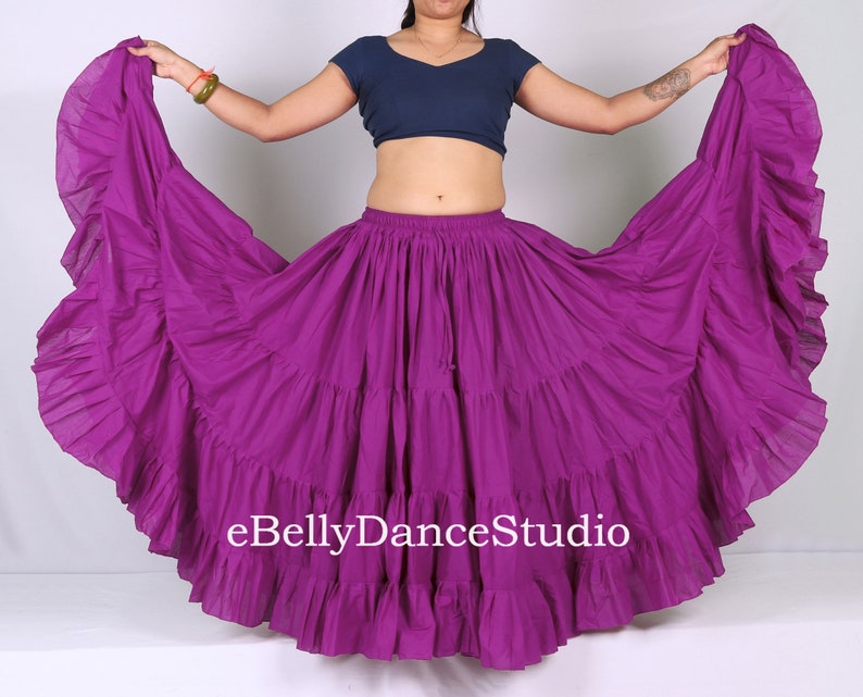 Women Skirt/25 Yard Skirt/ATS Gypsy Skirt/Tribal Skirt/Belly Dance Skirt/Tiered/Long/Flamenco/Hippie Boho/Renaissance/Festival/Cotton Skirt Purple